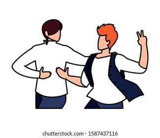 scene of men in dance pose, party, dance club vector illustration design