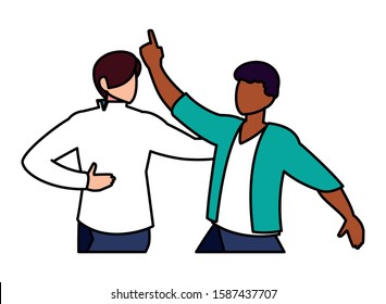 scene of men in dance pose, party, dance club vector illustration design