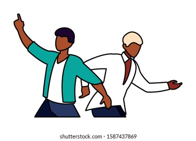 scene of men in dance pose, party, dance club vector illustration design