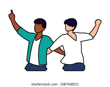 scene of men in dance pose, party, dance club vector illustration design