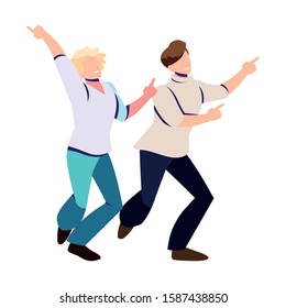 scene of men in dance pose, party, dance club vector illustration design