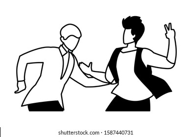 scene of men in dance pose, party, dance club vector illustration design