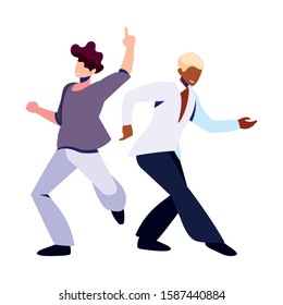 scene of men in dance pose, party, dance club vector illustration design