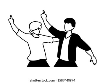 scene of men in dance pose, party, dance club vector illustration design