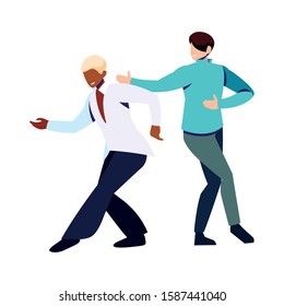 scene of men in dance pose, party, dance club vector illustration design