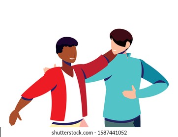 scene of men in dance pose, party, dance club vector illustration design