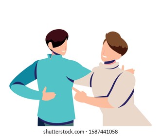 scene of men in dance pose, party, dance club vector illustration design