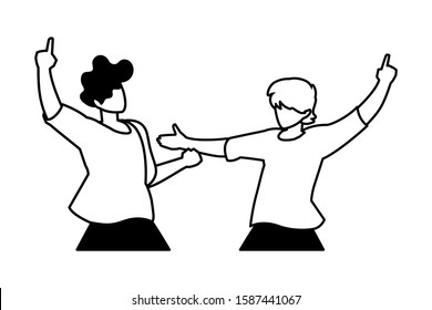 scene of men in dance pose, party, dance club vector illustration design