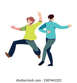 scene of men in dance pose, party, dance club vector illustration design