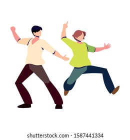 scene of men in dance pose, party, dance club vector illustration design