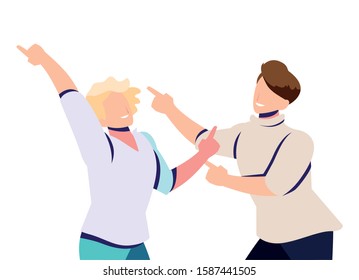 scene of men in dance pose, party, dance club vector illustration design