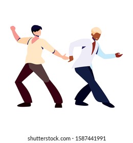 scene of men in dance pose, party, dance club vector illustration design