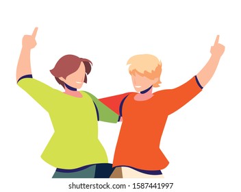 scene of men in dance pose, party, dance club vector illustration design