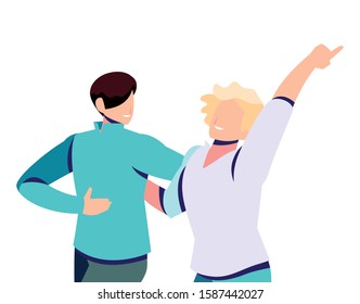 scene of men in dance pose, party, dance club vector illustration design