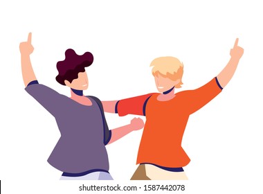 scene of men in dance pose, party, dance club vector illustration design
