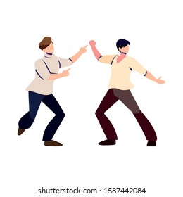 scene of men in dance pose, party, dance club vector illustration design