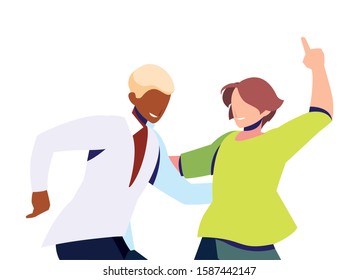 scene of men in dance pose, party, dance club vector illustration design
