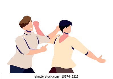 scene of men in dance pose, party, dance club vector illustration design