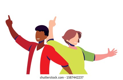 scene of men in dance pose, party, dance club vector illustration design