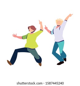 scene of men in dance pose, party, dance club vector illustration design