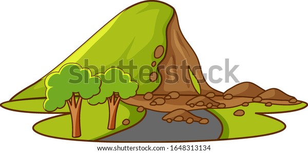 山のイラストが崩れ落ちるシーン のベクター画像素材 ロイヤリティフリー