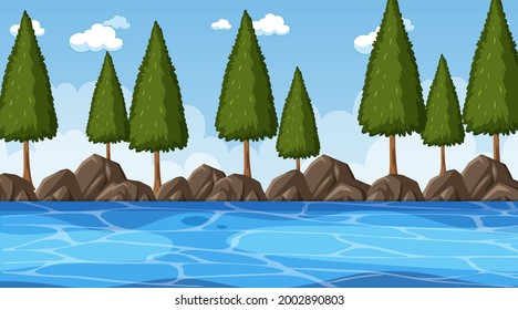 Scene with nature park along the river illustration