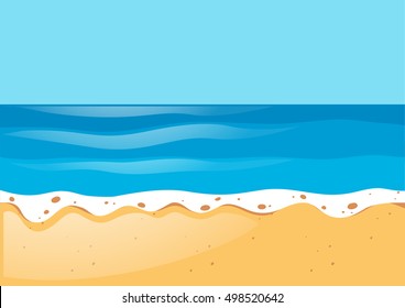 Scene with ocean and beach illustration