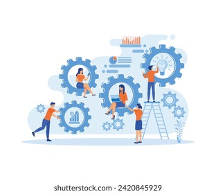 Scene of organization and management of company structure. Communication and teamwork concept. flat vector modern illustration