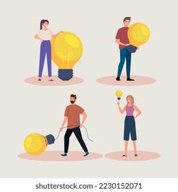 scene of people with bright ideas