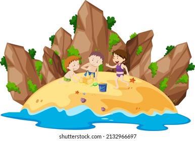 Scene with people on the beach illustration