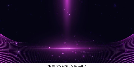 Escena de efecto de iluminación brillante rosa con brillante sobre fondo oscuro. Concepto de tecnología, gamer. Ilustración vectorial