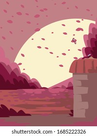 scene pink petals park background
