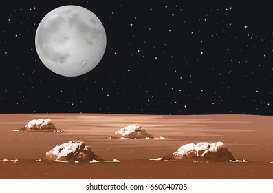 Scene with planet in galaxy illustration