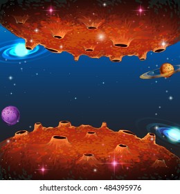 Scene with planets in galaxy illustration