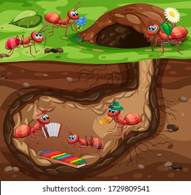 Scene with plants and insects in the garden illustration