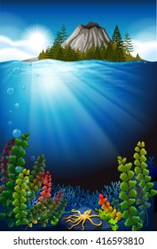 Scene with plants under the sea illustration