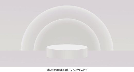 Scene with podium for mock up presentation in light pink color and minimalist style with copy space, 3d render abstract background design