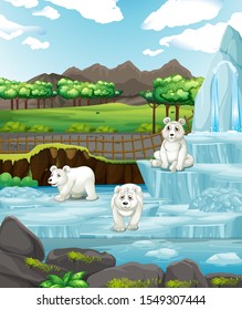 Scene with polar bears on ice illustration