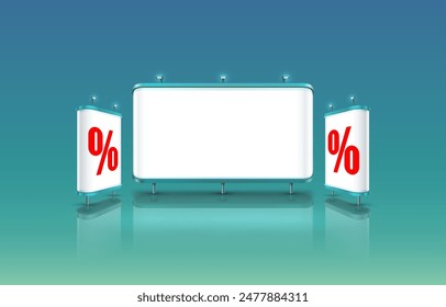 Porcentaje de placa de presentaciones de escenas, pantalla en blanco de tabla. Ilustración vectorial