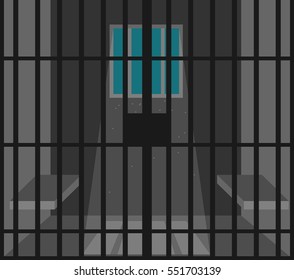 Scene with prison room. Flat illustration