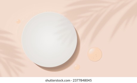 Scene for product display. Drops of cream near podium.