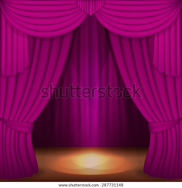 Scene Purple Curtains Curtain Velvet Drapes Stock Vector Royalty