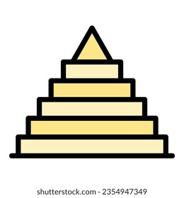 Scene pyramid icon outline vector. Desert cairo. Sand egypt color flat