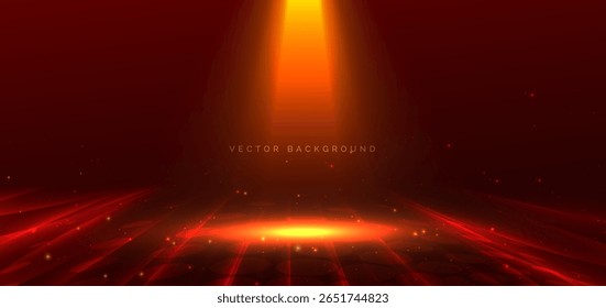 Scene red background wiht spotlight background. Celerbration happy party concept. Vector illustration