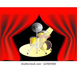 Scene with red curtain 