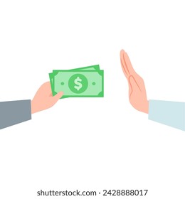 Scene of refusing a bribe. Vector illustration that is easy to edit.