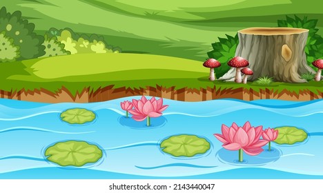 Szene mit Fluss in der Parkgrafik