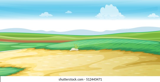 Scene with road on the field illustration
