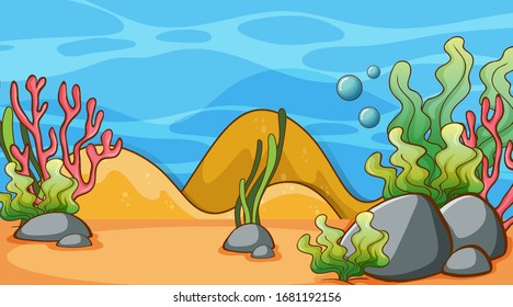 Scene with seaweeds under the sea illustration