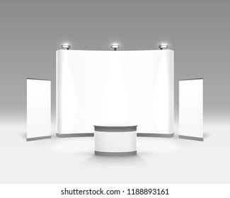 Scene show Podium for presentations on the gray background. Vector illustration